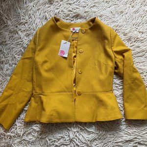 New with Tags! Yellow Boden Jacket with Peplum Detail US8 UK12